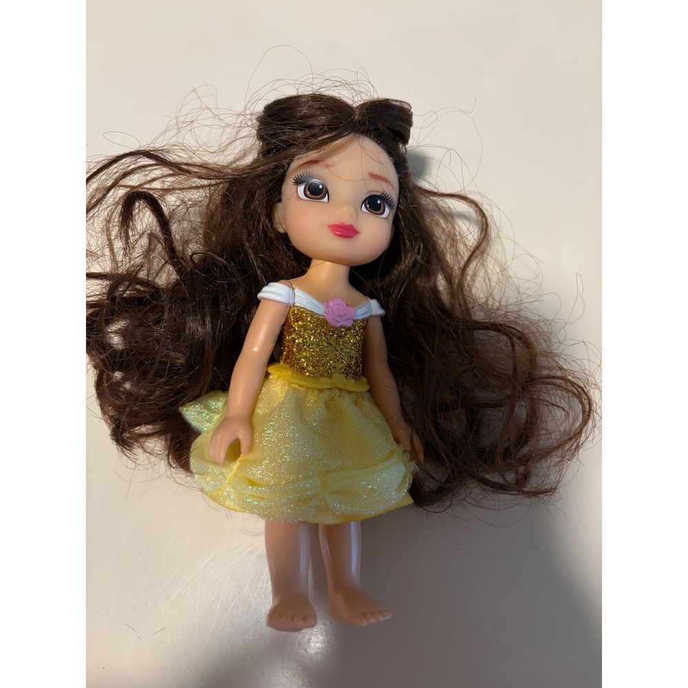 Disney Princess Belle Petite Doll Beauty and the Beast Yellow Glitter Dress 6"